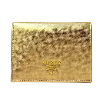 PRADA プラダ 二つ折り財布 コピー 1M0204  SAFFIANO METAL 型押しカーフ PLATINO ゴールド